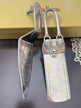 Neiman Marcus Silver Plate Cake And Pie Server Stiletto Shoe And Handbag